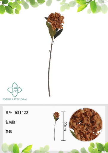 [631422] Flor artificial de hortensia con concha 90 cm amarilla - Decoraciones y artificios