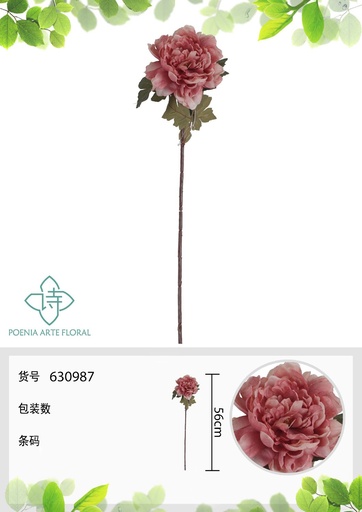 [630987浅粉] Flor artificial de peonía otoñal rosa - Decoraciones y artificios