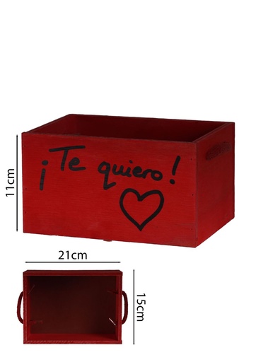 [10044RDM2] Caja de madera roja 21*15*12 - Maceteros y decoración para el hogar