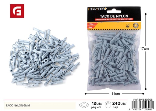 [314530308] Taco de nylon 6mm - Ferretería y herrajes