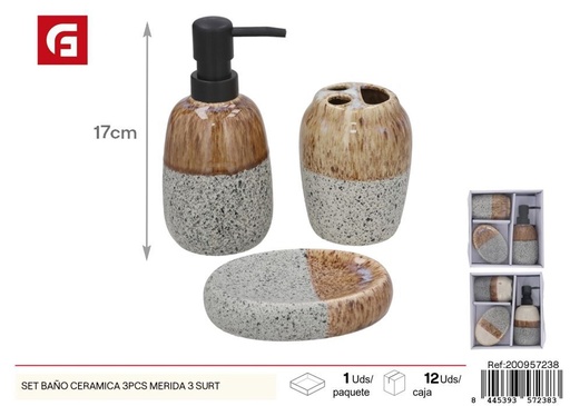 [200957238] Set de baño cerámica 3 piezas Mérida surtido - Accesorios de baño