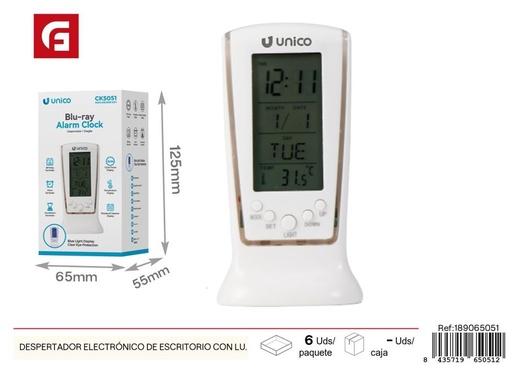 [189065051] Despertador electrónico de escritorio con luz azul - Electrónica y despertadores