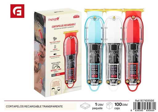[167169566] Cortapelos recargable transparente - Electrónica y cortadoras eléctricas