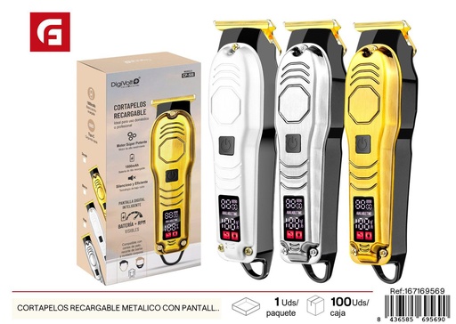 [167169569] Cortapelos recargable metálico con pantalla - Electrónica y cortadoras eléctricas