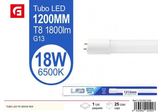 [170392100] Tubo LED T8 120 cm 18W - Iluminación interior