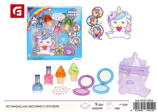 [161674219] Set de maquillaje unicornio con stickers - Juguetes de belleza y manualidades