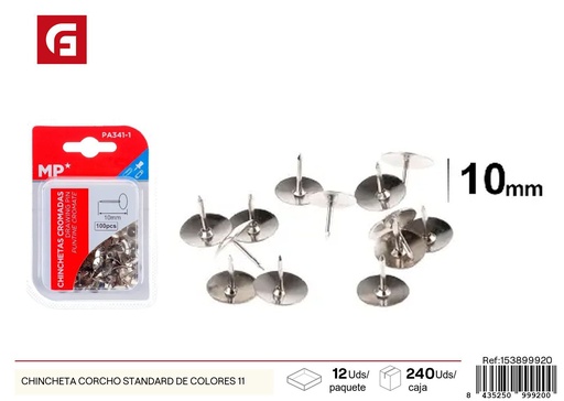 [153899920] Chincheta corcho estándar de colores 11 mm - Material de oficina