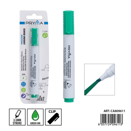 [0239551] Marcador de pizarra blanca PRYMA biselado de 2-5 mm color verde - Herramientas de escritura