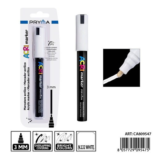 [0239229] Marcador acrílico blanco 3 mm - Suministros de escritura y arte