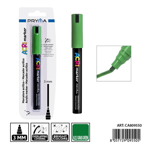 [0239232] Marcador acrílico PRYMA de 3 mm color verde - Herramientas artísticas