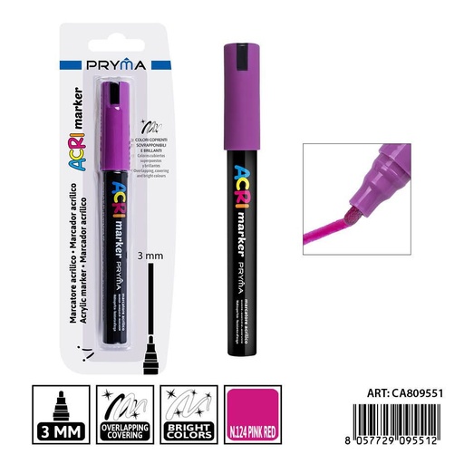 [0239233] Marcador acrílico PRYMA de 3 mm color rosa - Herramientas artísticas