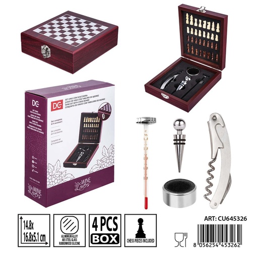 [0239061] Accesorios para vino con ajedrez 3 piezas DC CASA - Utensilios de cocina