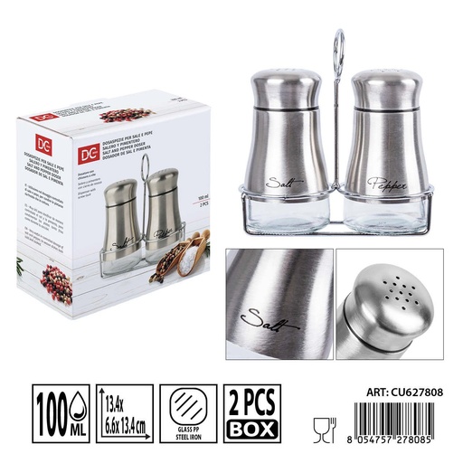 [0236135] Set dosificador sal/pimienta de vidrio 2 piezas 100 ml - Utensilios de cocina y condimentos