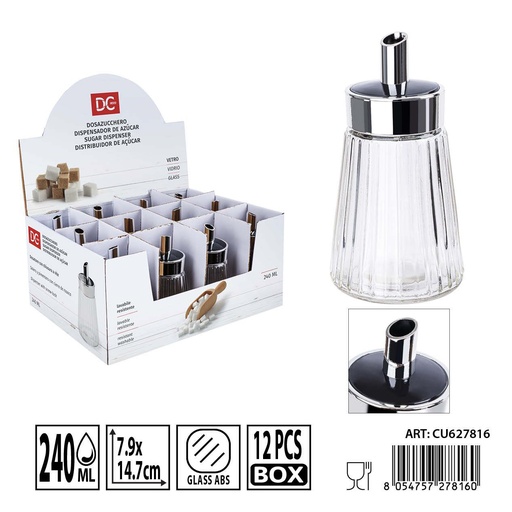 [0236143] Azucarero de cristal 7.9x14.7 cm 240ml DC CASA - Utensilios de mesa