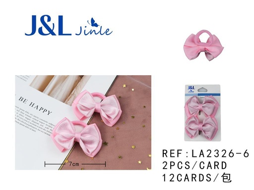 [LA2326-6] Goma con lazo rosa 7cm 2pcs