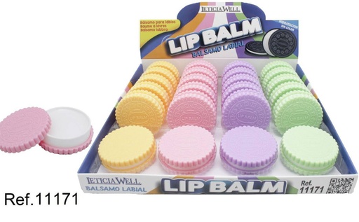 [8435433231646] Bálsamo labial sabor galleta 4 colores 24 u - Cosméticos y protecciones labiales