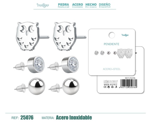 [25076] Pendientes de acero inoxidable (3 pares) - Joyería de acero y accesorios