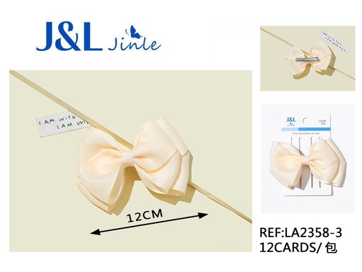 [LA2358-3] Clip con lazo beige 12cm