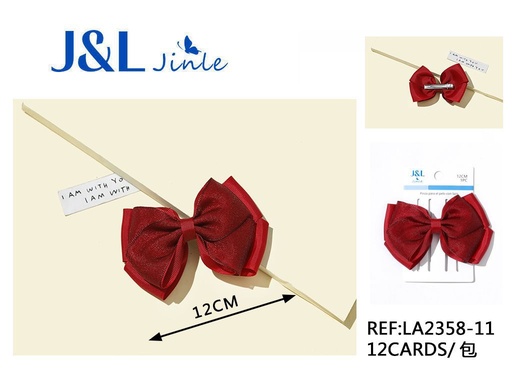 [LA2358-11] Lazo con clip bordeaux 12cm para cabello