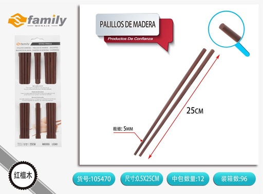 [105470] Palillos de madera de ébano 5 pares 25x0.75 cm - Utensilios de cocina y cubiertos