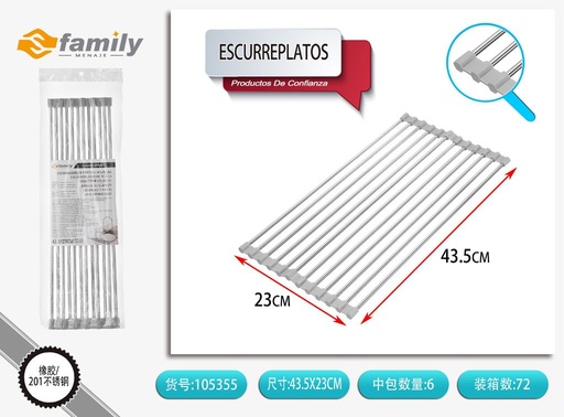 [105355] Escurreplatos de acero inoxidable gris (retractable) 12 tubos - Utensilios de cocina