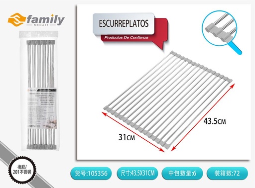 [105356] Escurreplatos de acero inoxidable gris (retractable) 16 tubos - Utensilios de cocina