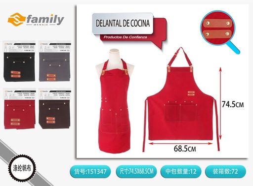 [151347] Delantal de cocina con doble bolsillo y cuello ajustable - Ropa de cocina