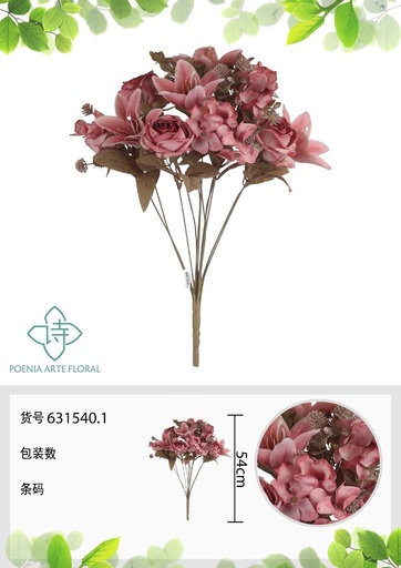 [631540.1] Ramo de rosas artificiales 12 cabezas primavera - Novedades en decoración 