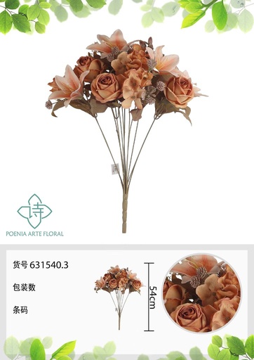 [631540.3] Ramo de rosas artificiales 12 cabezas primavera - Novedades en decoración 