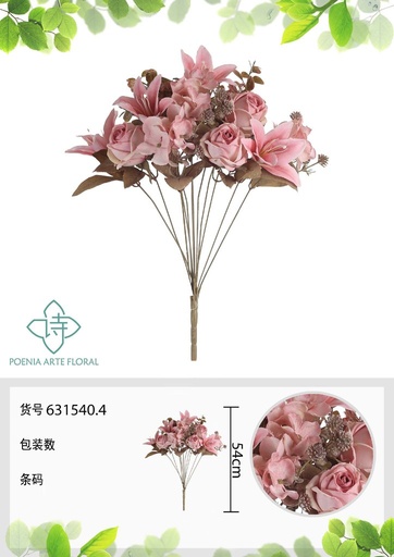 [631540.4] Ramo de rosas artificiales 12 cabezas primavera - Novedades en decoración 
