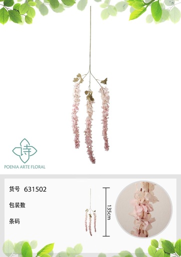 [631502-5] Ramo de hortensias artificiales rosa - Decoración floral 