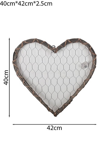 [HC13] Corazón de mimbre con malla 42cm - Decoración floral