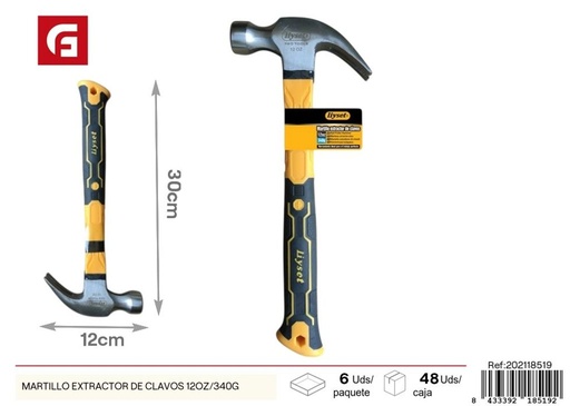 [202118519] martillo extractor de clavos 12oz/340g - Herramientas de ferretería