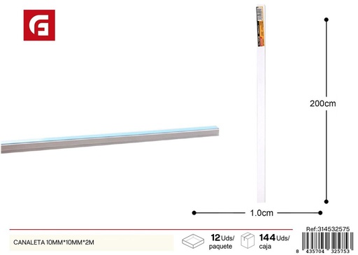 [314532575] Canaleta 10mm*10mm*2m - Protección de cables para ferretería
