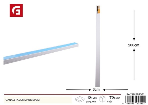 [314592581] Canaleta 30mm*15mm*2m - Protección de cables para ferretería