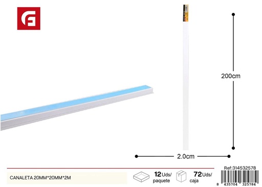 [314532578] Canaleta 20mm*20mm*2m - Protección de cables para ferretería