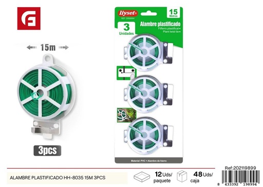 [202119899] Alambre plastificado HH-8035 15 m - Pack de 3 piezas para ferretería