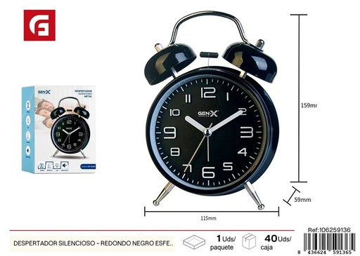[106259136] Despertador silencioso redondo negro esfera 3D modelo 3334 - Electrónica