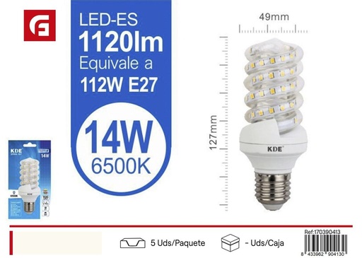 [170390413] Bombilla LED espiral 14W E27 luz fría - Iluminación y bombillas LED