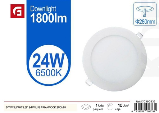 [170390333] Downlight LED 24W luz fría 6500K 280mm - Iluminación y plafones