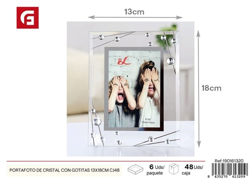 [190161320] Portafoto de cristal con gotitas 13x18 cm CJ48 - Marcos decorativos y elegantes