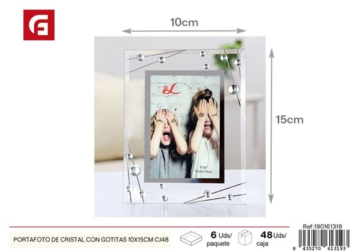 [190161319] Portafoto de cristal con gotitas 10x15 cm - Paquete de 48 unidades para fotos