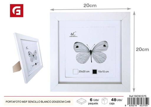 [190161375] Portafoto MDF sencillo blanco 20x20 cm paquete 48 - Marcos de fotos
