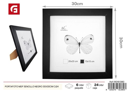 [190161380] PORTAFOTO MDF SENCILLO NEGRO 30X30CM CJ24 - Marcos de fotos y portafotos