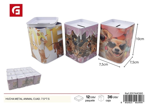 [201744390] Hucha metálica cuadrada diseño animal 7.5*7.5 cm - Decoración y almacenamiento