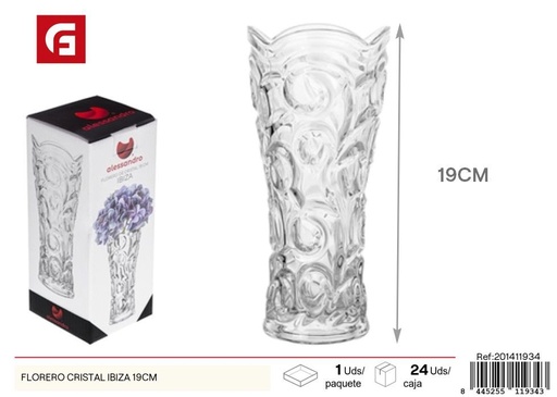 [201411934] Vaso de cristal IBIZA 19cm - Decoración del hogar y floreros