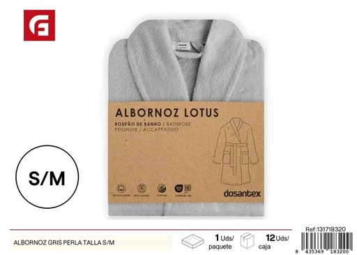 [131718320] Albornoz gris perla talla S/M - Textil de hogar y toallas de baño