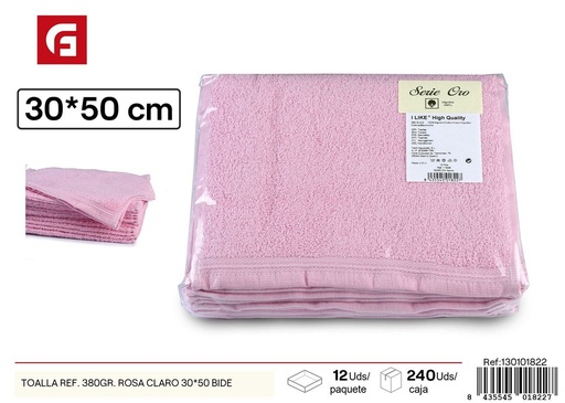 [130101822] Toalla de bidet 380 gr. rosa claro 30*50 cm - Textil de hogar y toallas de baño