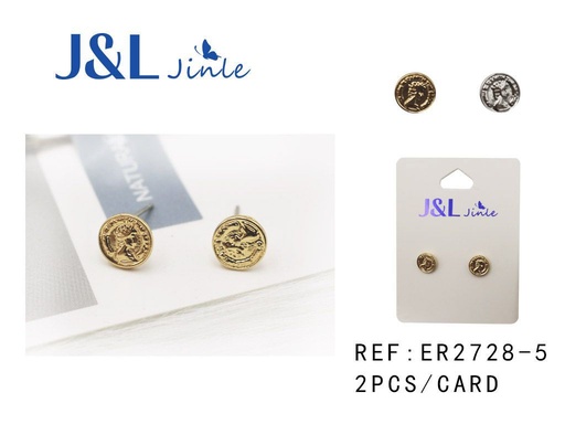 [ER2728-5] Pendientes monedas dorado y plateado para moda