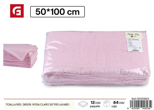 [130101823] Toalla de lavabo 380 gr. rosa claro 50*100 cm - Textil de hogar y toallas de baño